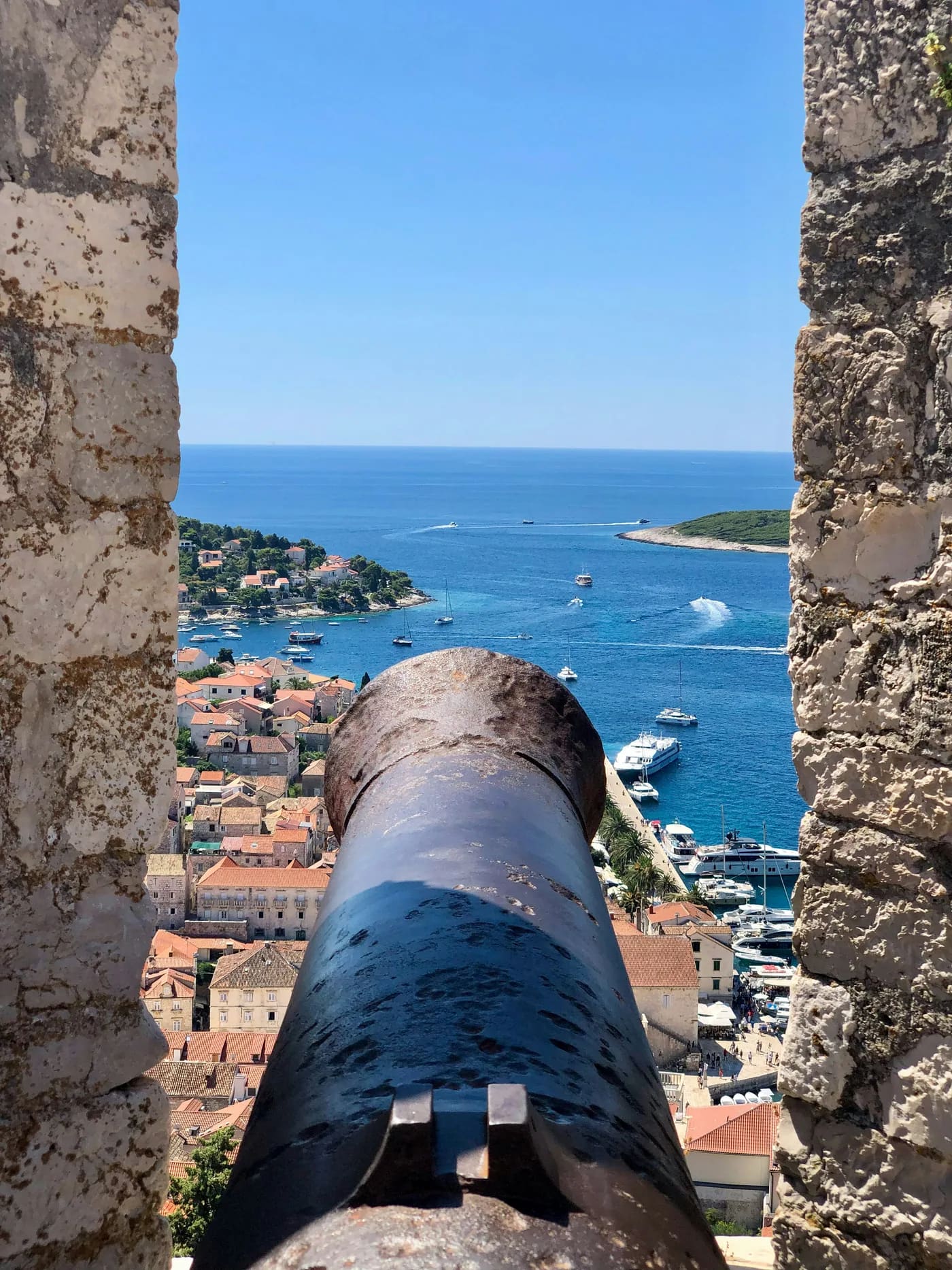 The Dalmatian coast and clear sea around Hvar